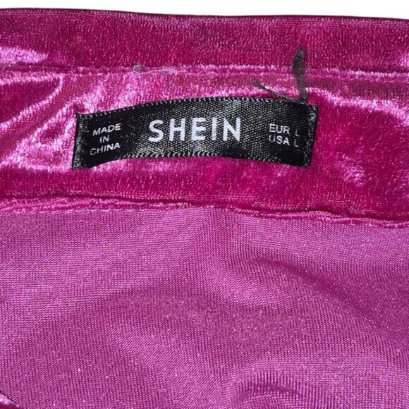 SHEIN High Low Button Front Velvet Dress Sz L - Picture 8 of 9